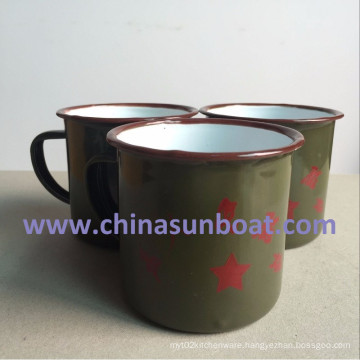 Drinkware Handgrip Metal Enamel Cup Chinese Classic Tableware Nostalgic Tableware